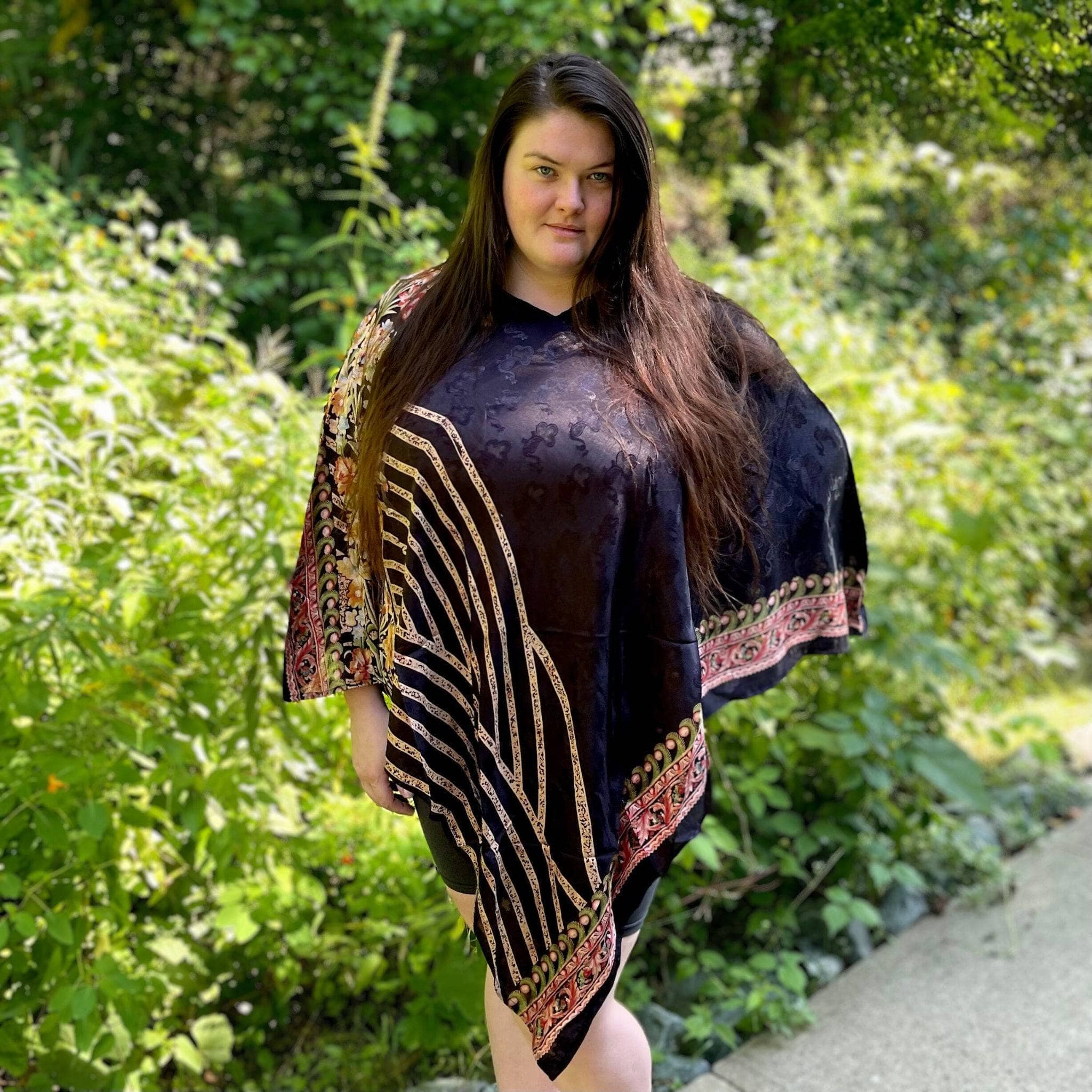 Recycled Sari Hooded Poncho Clothing and Accessories La Vie Bien Recycled Sari Hooded Poncho