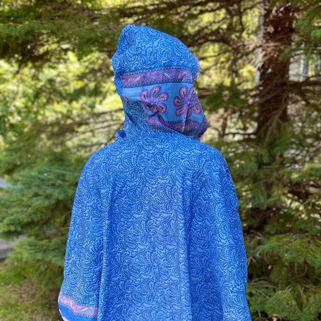 Recycled Sari Hooded Poncho Clothing and Accessories La Vie Bien Recycled Sari Hooded Poncho