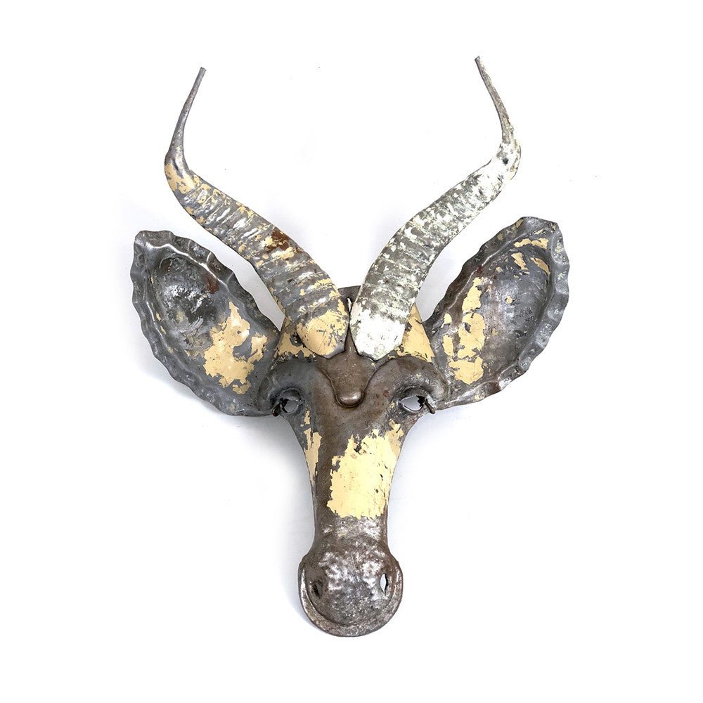 Recycled Springbok Metal Animal Wall Mask La Vie Bien Recycled Springbok Metal Animal Wall Mask