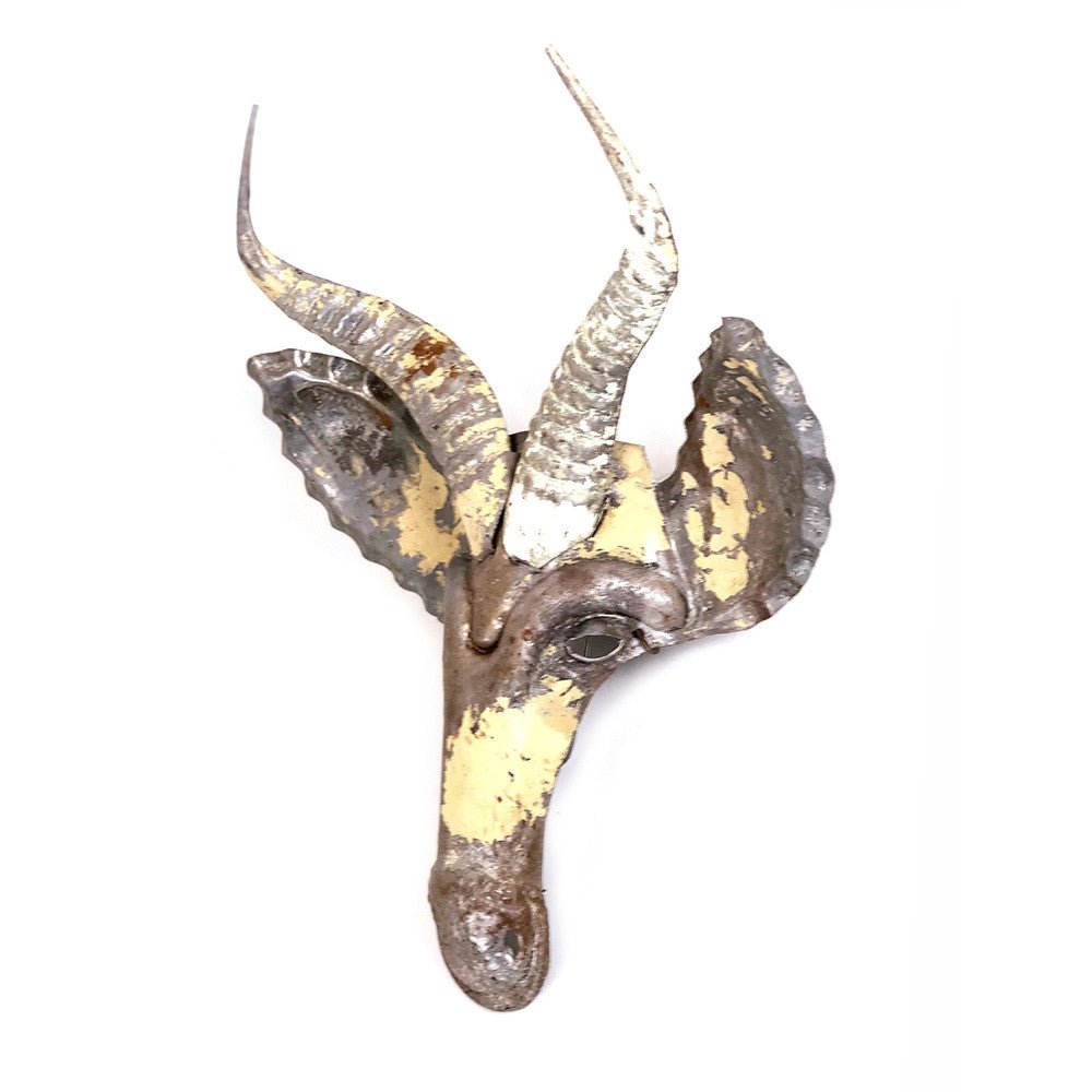 Recycled Springbok Metal Animal Wall Mask La Vie Bien Recycled Springbok Metal Animal Wall Mask