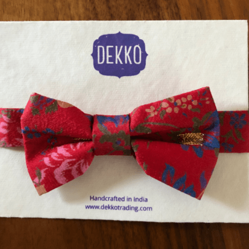 Red and Gold Saree Bowtie