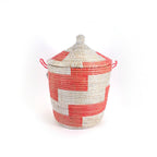 Red and White Stripe Woven Basket - Medium La Vie Bien Red and White Stripe Woven Basket - Medium