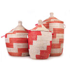 Red and White Stripe Woven Basket - Medium La Vie Bien Red and White Stripe Woven Basket - Medium