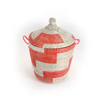 Red and White Stripe Woven Basket - Medium La Vie Bien Red and White Stripe Woven Basket - Medium
