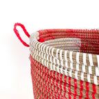 Red and White Stripe Woven Basket - Medium La Vie Bien Red and White Stripe Woven Basket - Medium