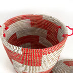 Red and White Stripe Woven Basket - Medium La Vie Bien Red and White Stripe Woven Basket - Medium