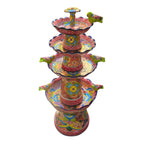 Red & Blue Rim Talavera Fountain | Multicolor Tiered Design Talavera Fountain La Vie Bien Red & Blue Rim Talavera Fountain | Multicolor Tiered Design
