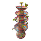 Red & Blue Rim Talavera Fountain | Multicolor Tiered Design Talavera Fountain La Vie Bien Red & Blue Rim Talavera Fountain | Multicolor Tiered Design