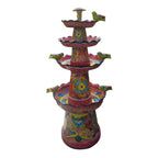 Red & Blue Rim Talavera Fountain | Multicolor Tiered Design