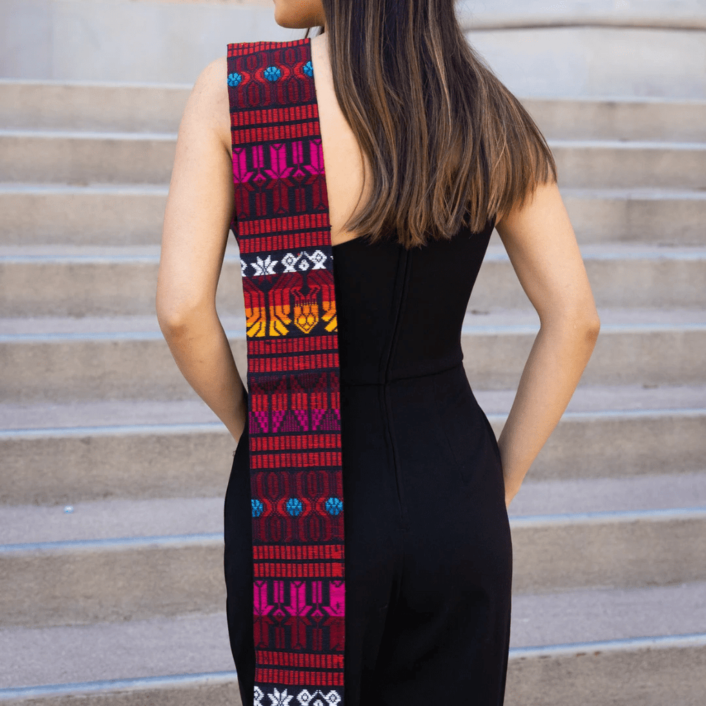 Red Brocaded Stole by Upavim Crafts