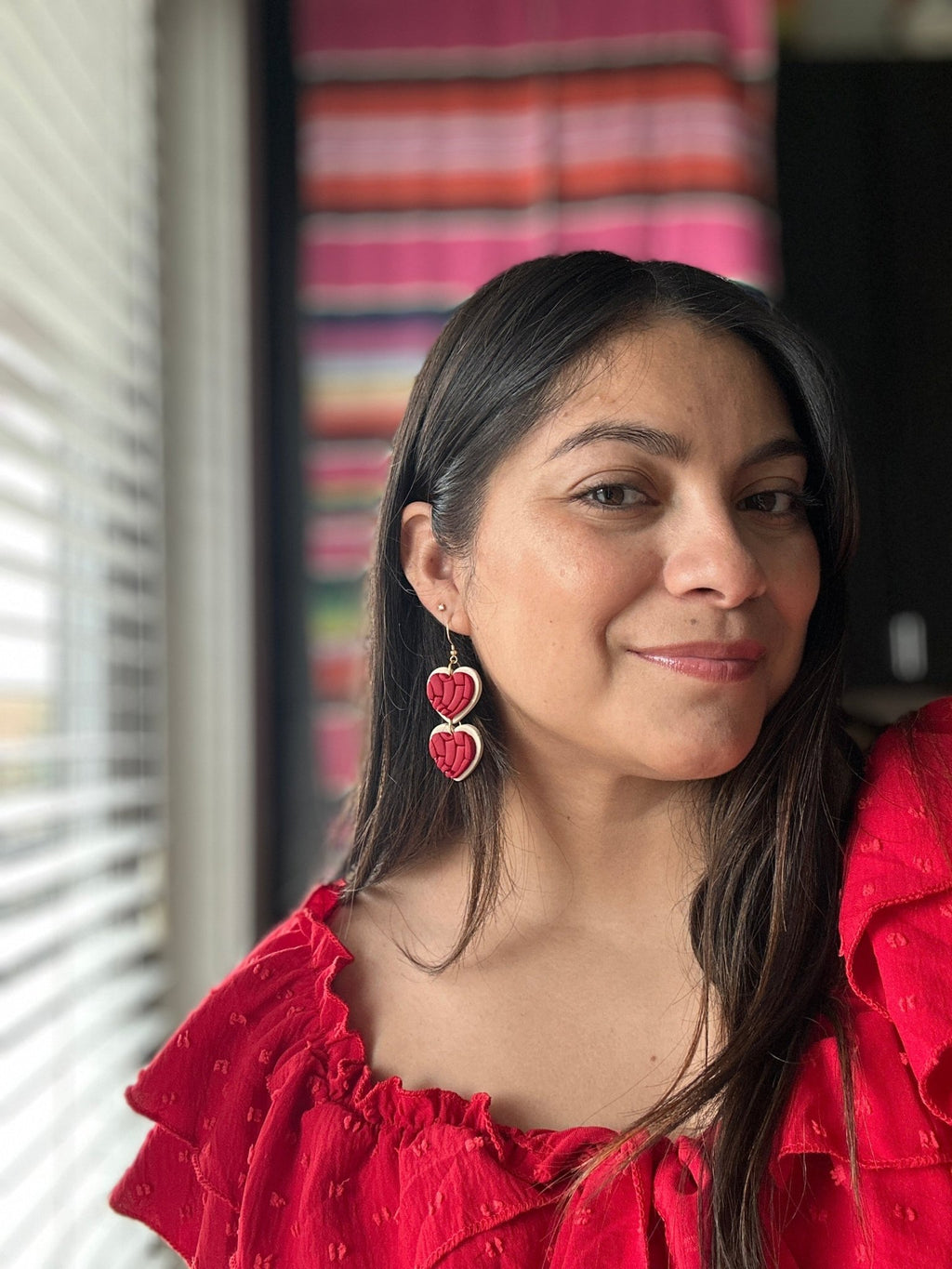 Red Concha Hearts Earrings La Vie Bien Red Concha Hearts