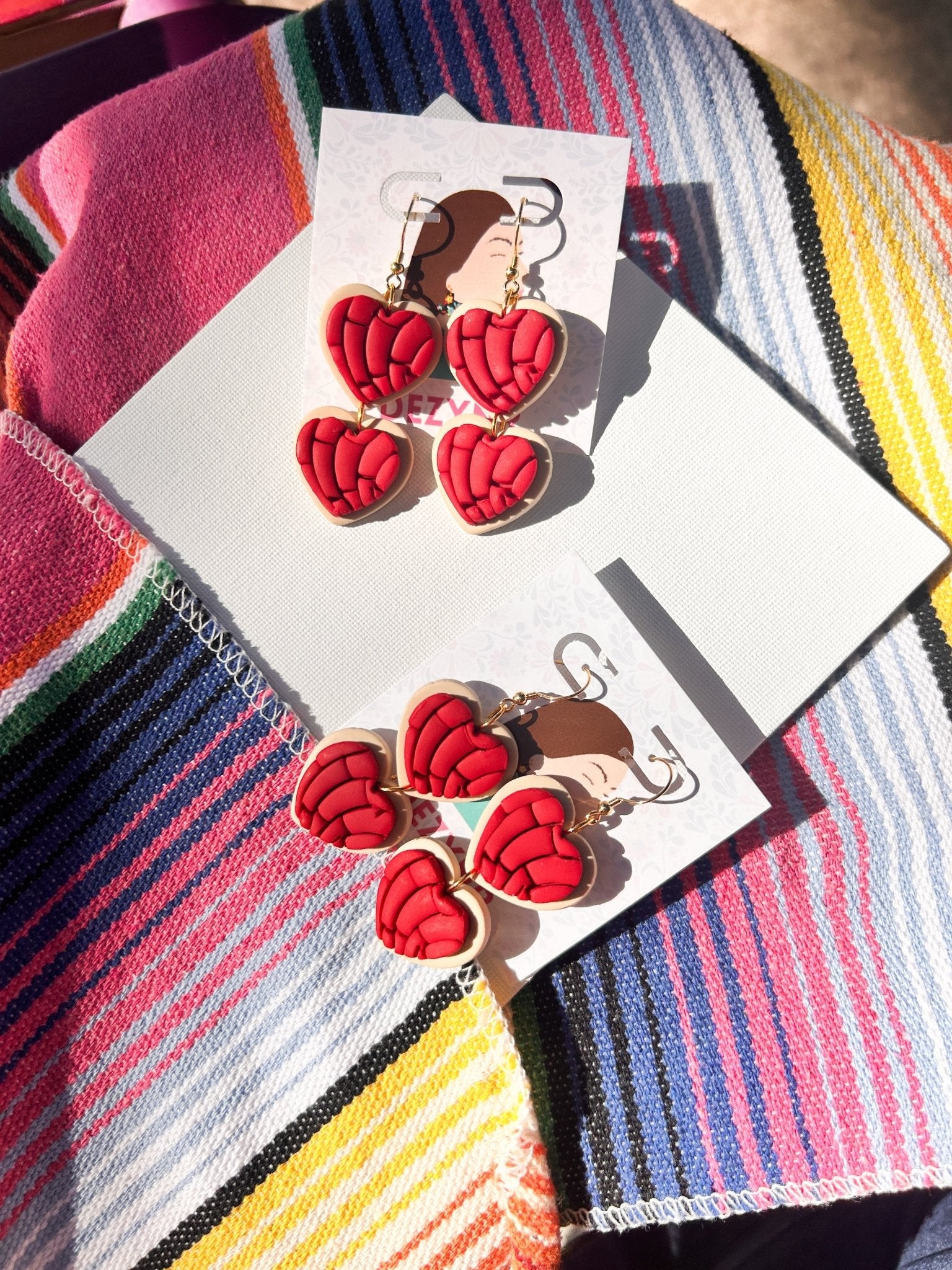 Red Concha Hearts Earrings La Vie Bien Red Concha Hearts