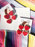 Red Concha Hearts Earrings La Vie Bien Red Concha Hearts