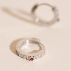 Red Crystal Textured Huggie Hoop Earrings by Oh Clementine