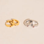 Red Crystal Textured Huggie Hoop Earrings by Oh Clementine