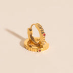 Red Crystal Textured Huggie Hoop Earrings by Oh Clementine