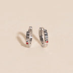 Red Crystal Textured Huggie Hoop Earrings by Oh Clementine