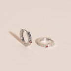 Red Crystal Textured Huggie Hoop Earrings by Oh Clementine