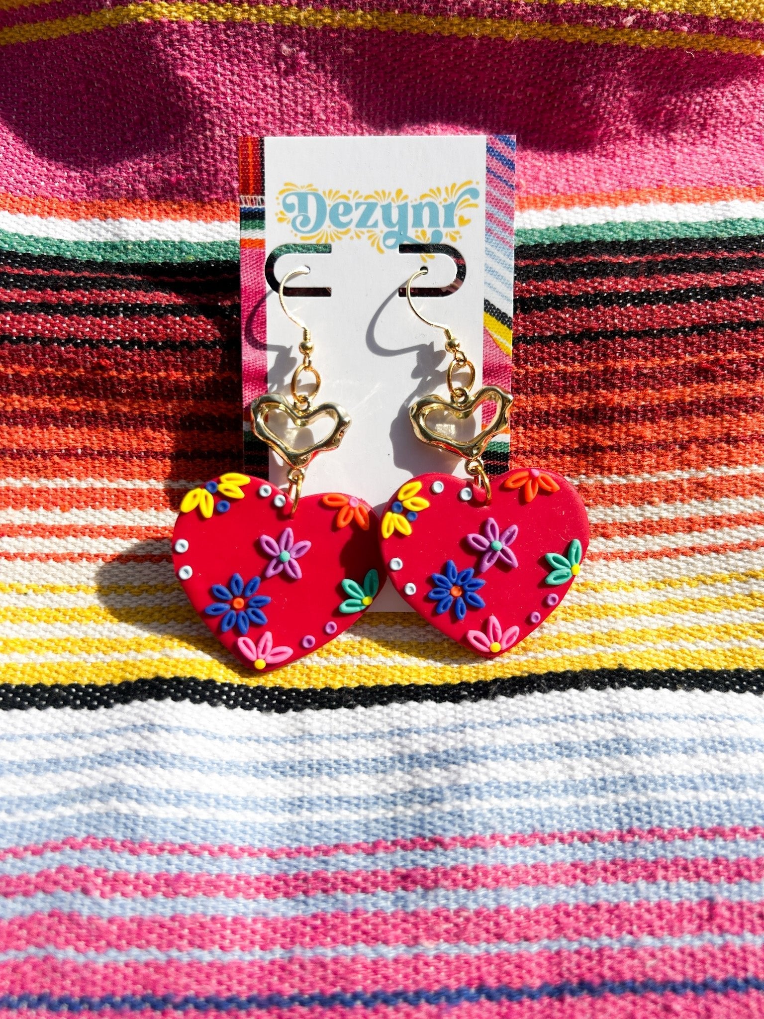 Red FIESTA corazon Earrings La Vie Bien Red FIESTA corazon