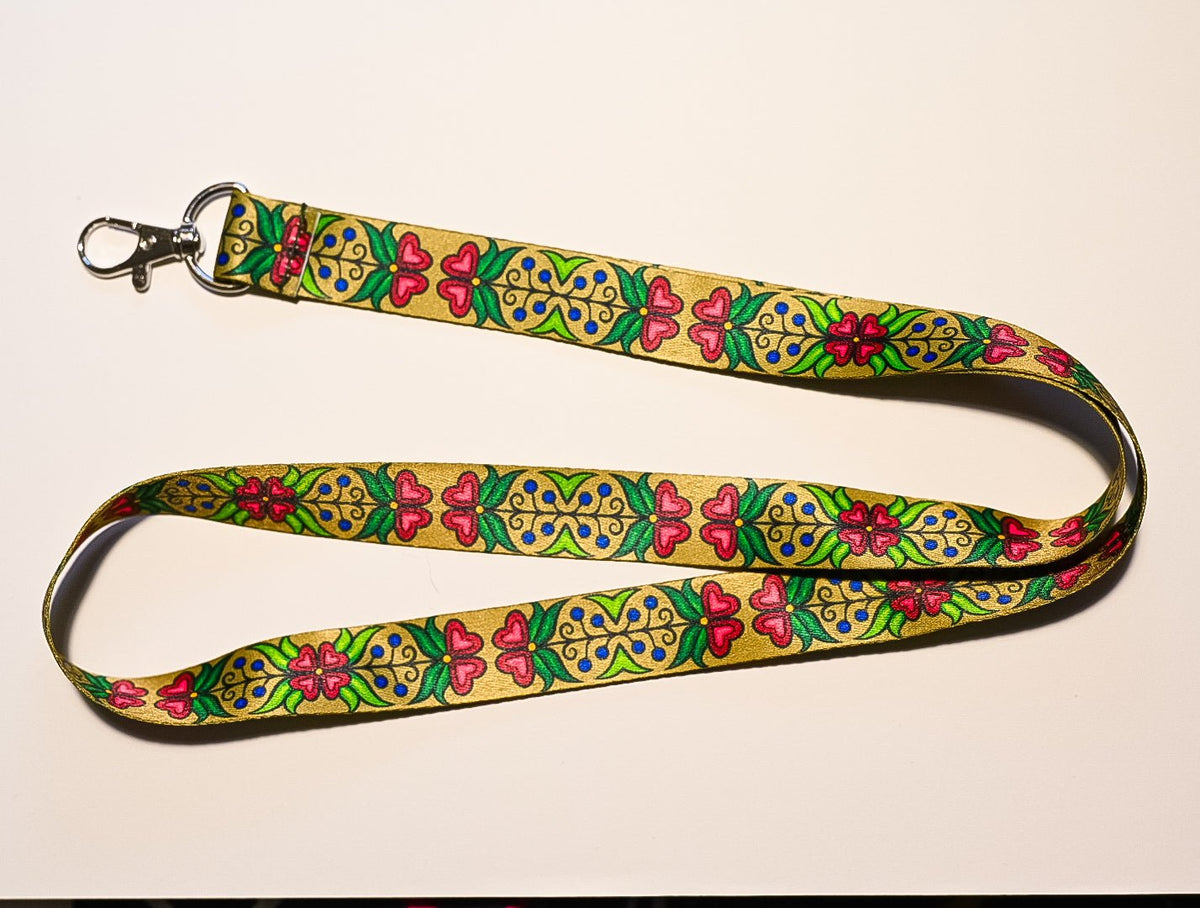 Red Floral Lanyard La Vie Bien Red Floral Lanyard