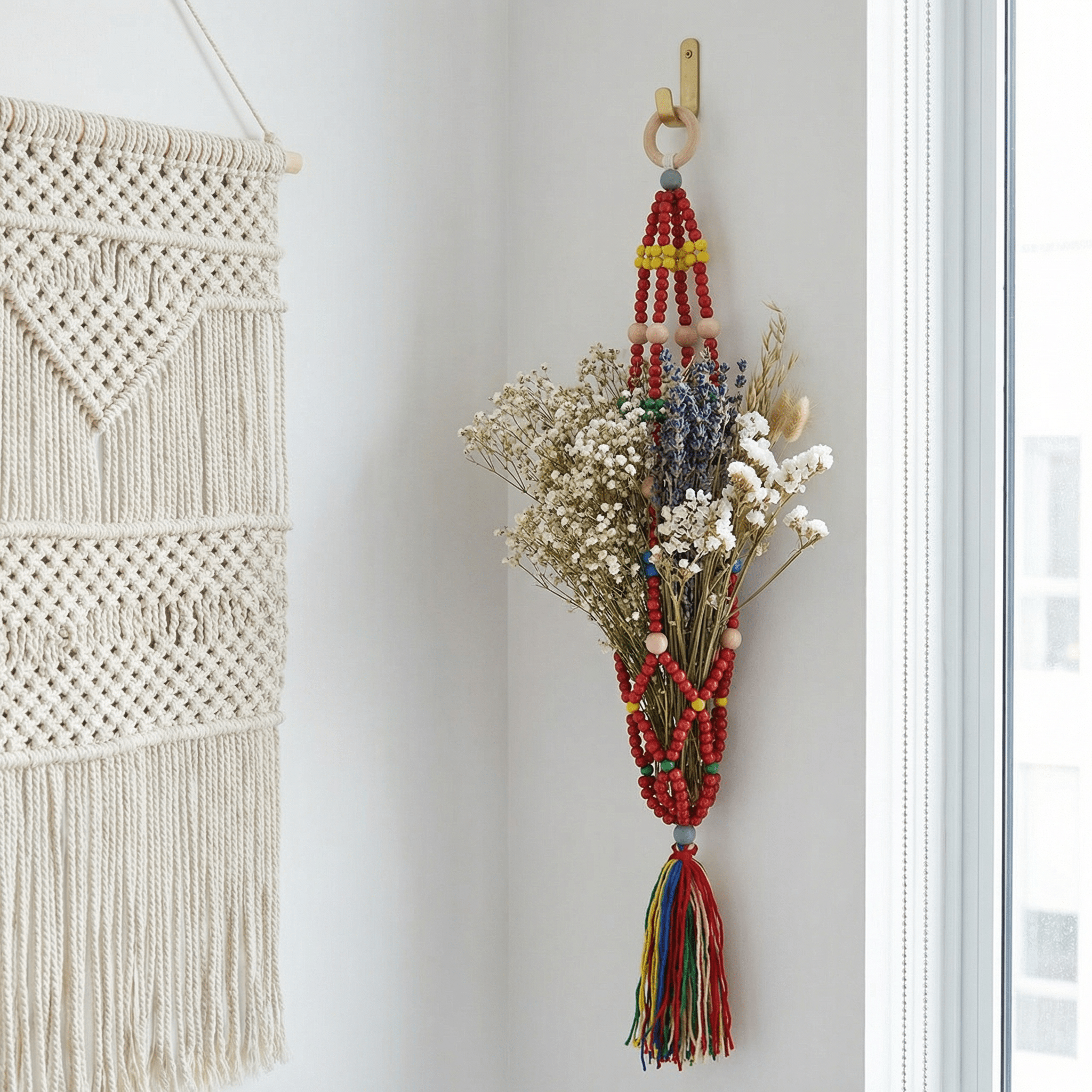 Red Macrame Plant Holder | Boho Hanging Decor Flowerpot Holder Plant Holder La Vie Bien Red Macrame Plant Holder | Boho Hanging Decor Flowerpot Holder