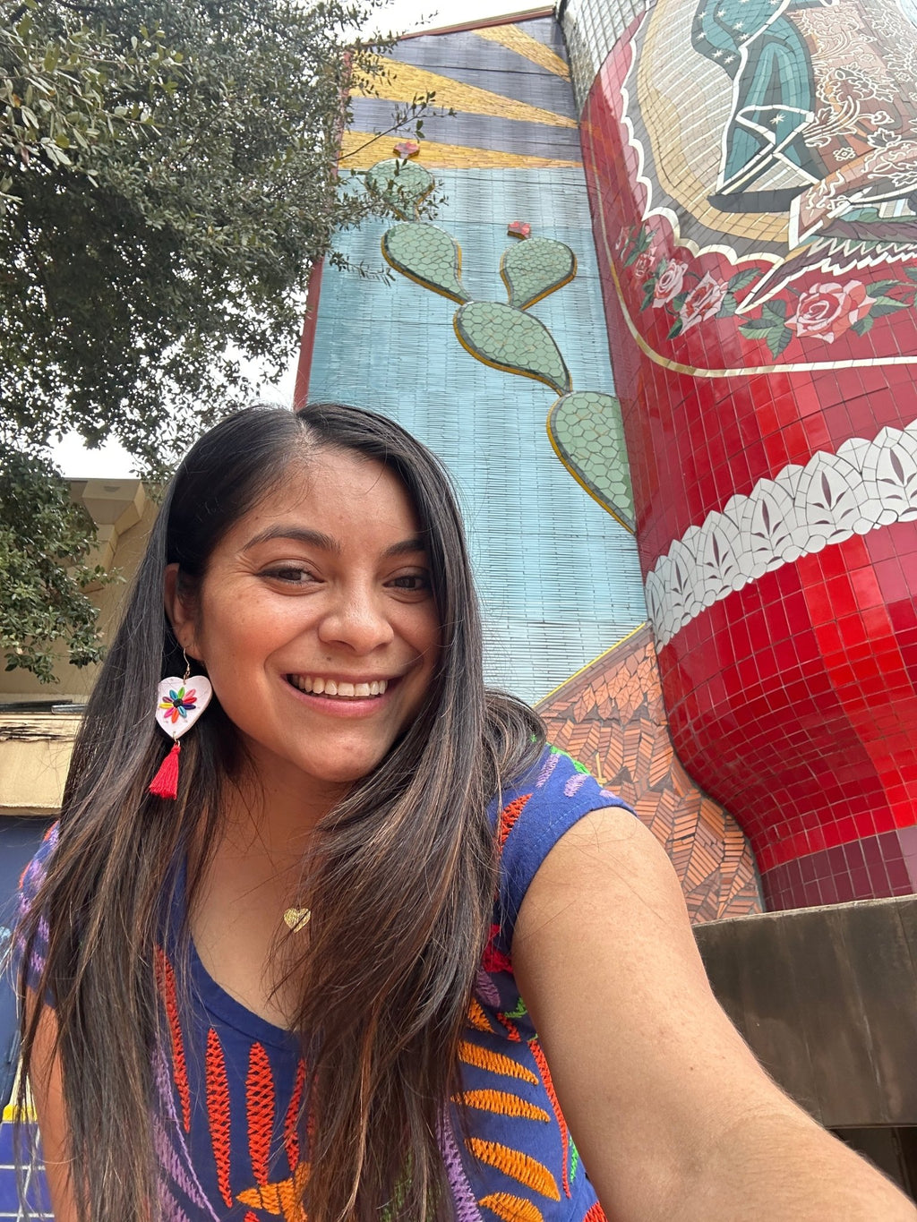 Red Otomi corazones Earrings La Vie Bien Red Otomi corazones