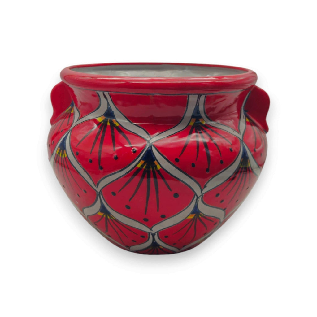 Red Peacock Talavera Planter | Hand-Painted Mexican Pot Talavera Flower Pot La Vie Bien Red Peacock Talavera Planter | Hand-Painted Mexican Pot