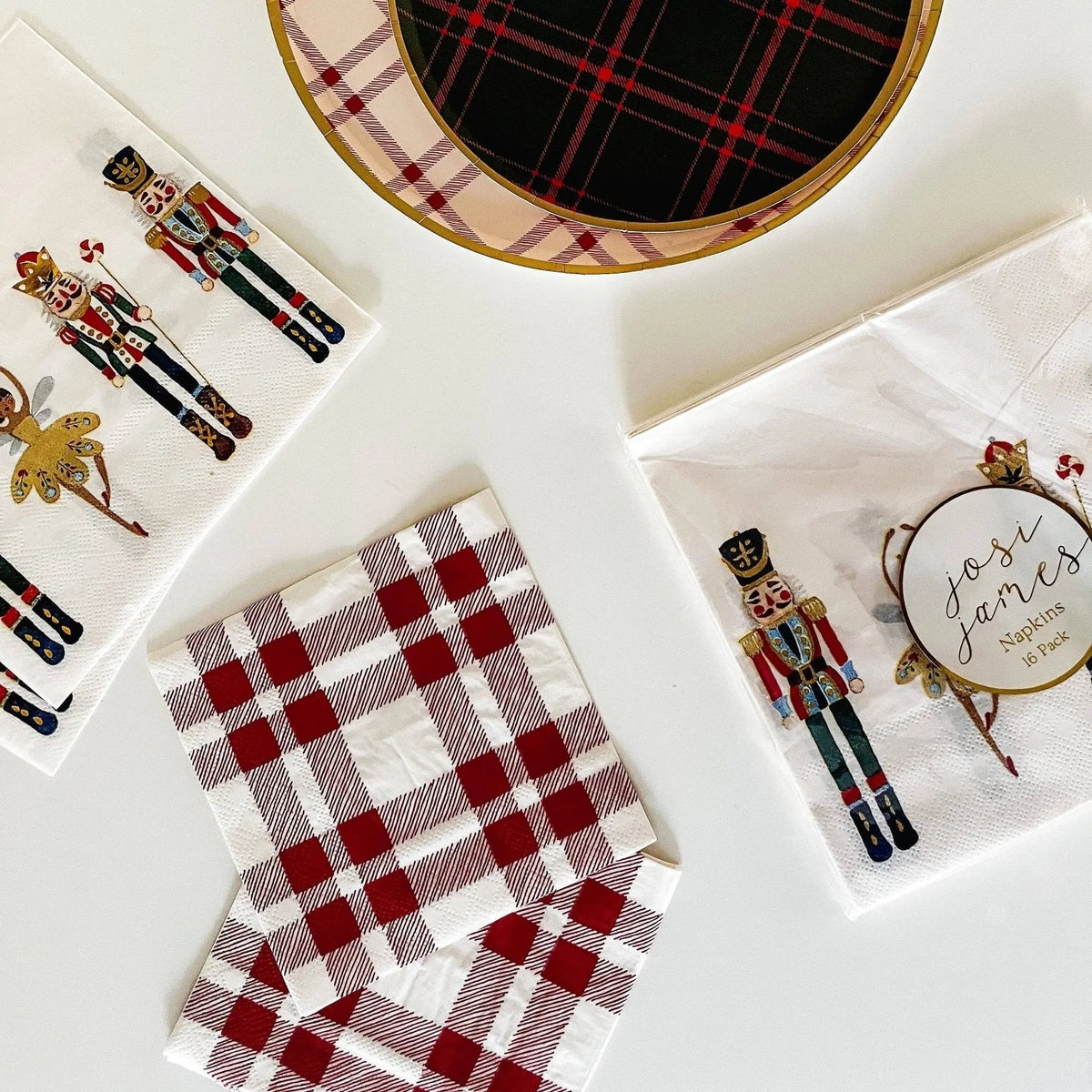 Red Plaid Small Disposable Paper Napkins (16pcs) Small Napkins La Vie Bien Red Plaid Small Disposable Paper Napkins (16pcs)