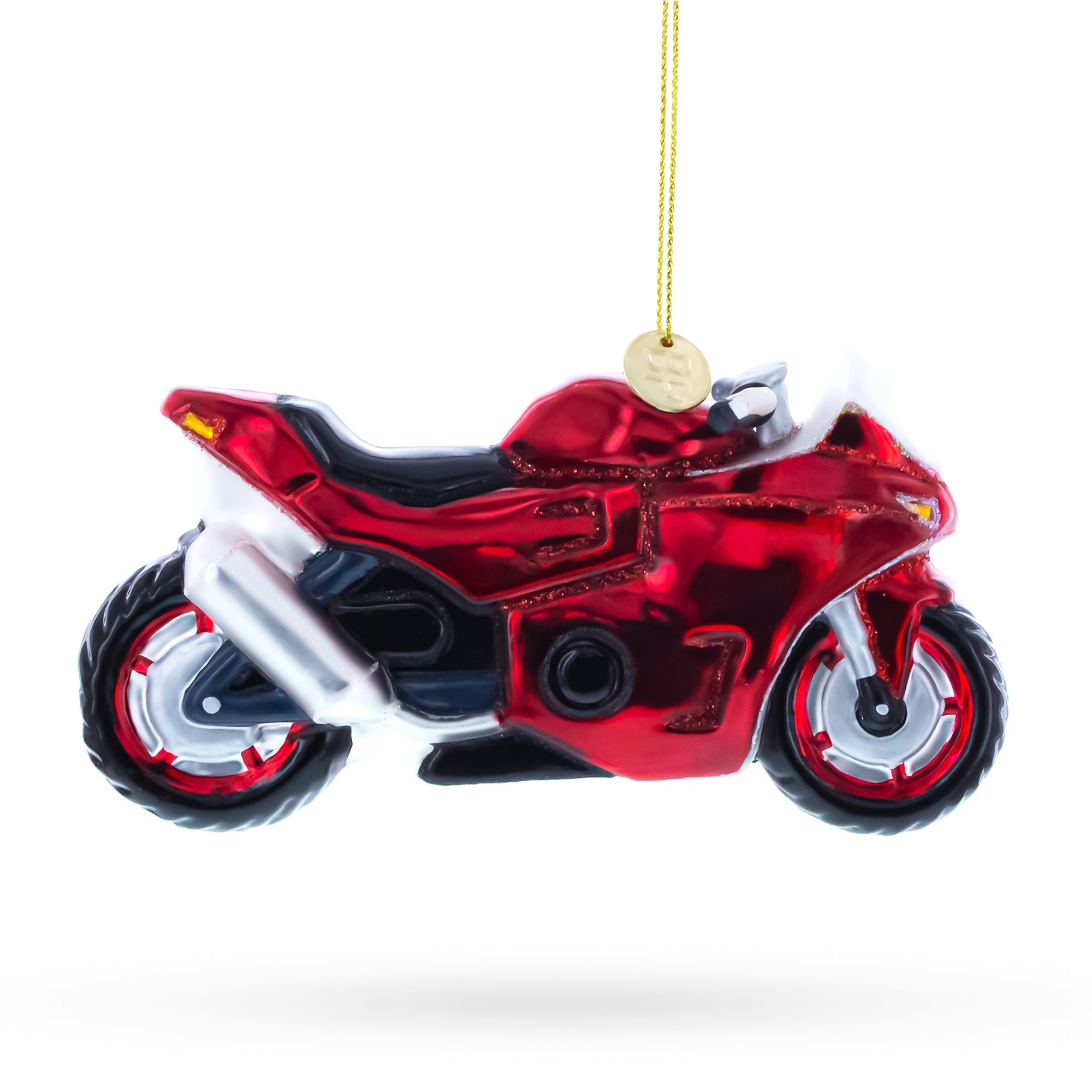 Red Racing Motorcycle Glass Christmas Ornament Christmas Ornaments > Transportation La Vie Bien Red Racing Motorcycle Glass Christmas Ornament