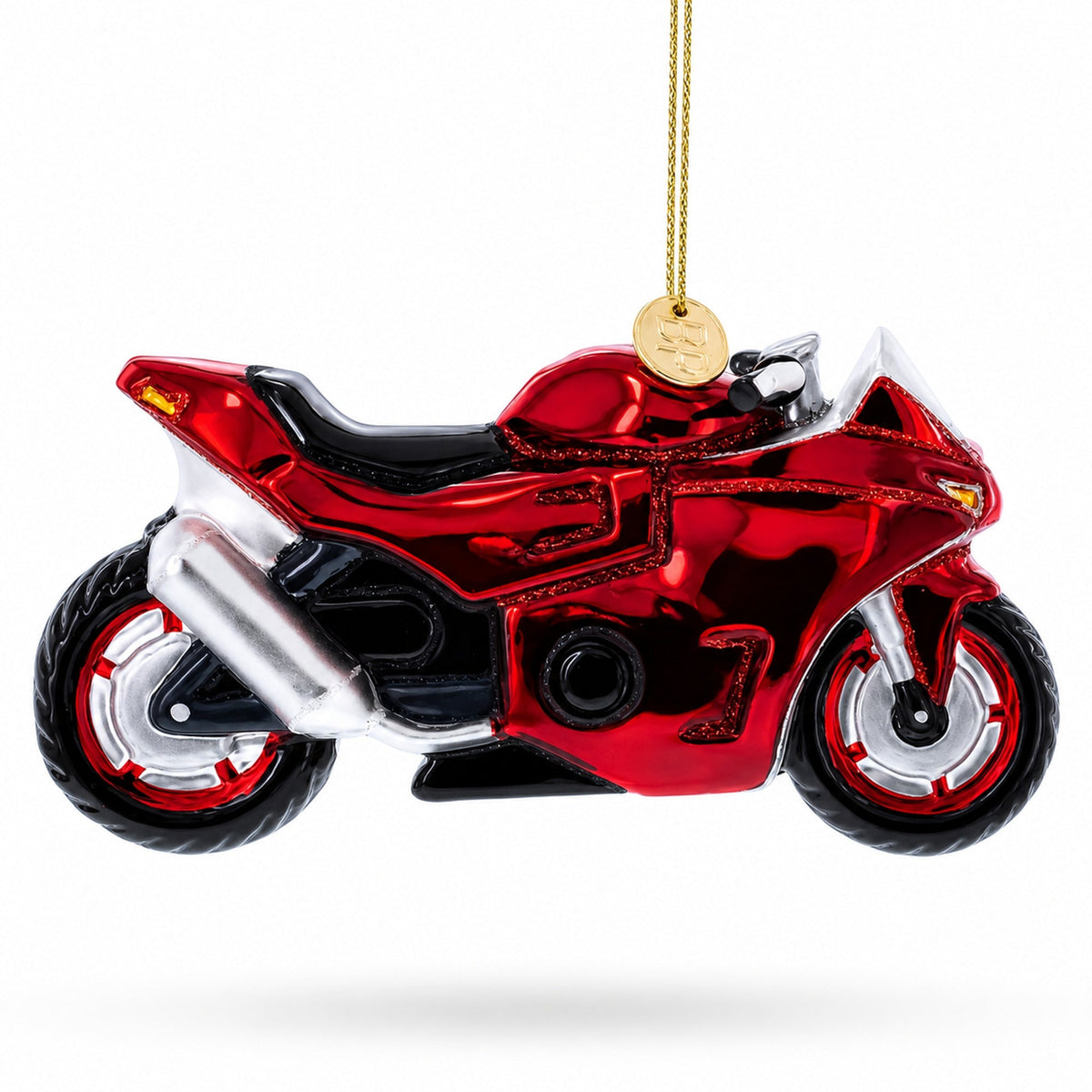 Red Racing Motorcycle Glass Christmas Ornament Christmas Ornaments > Transportation La Vie Bien Red Racing Motorcycle Glass Christmas Ornament