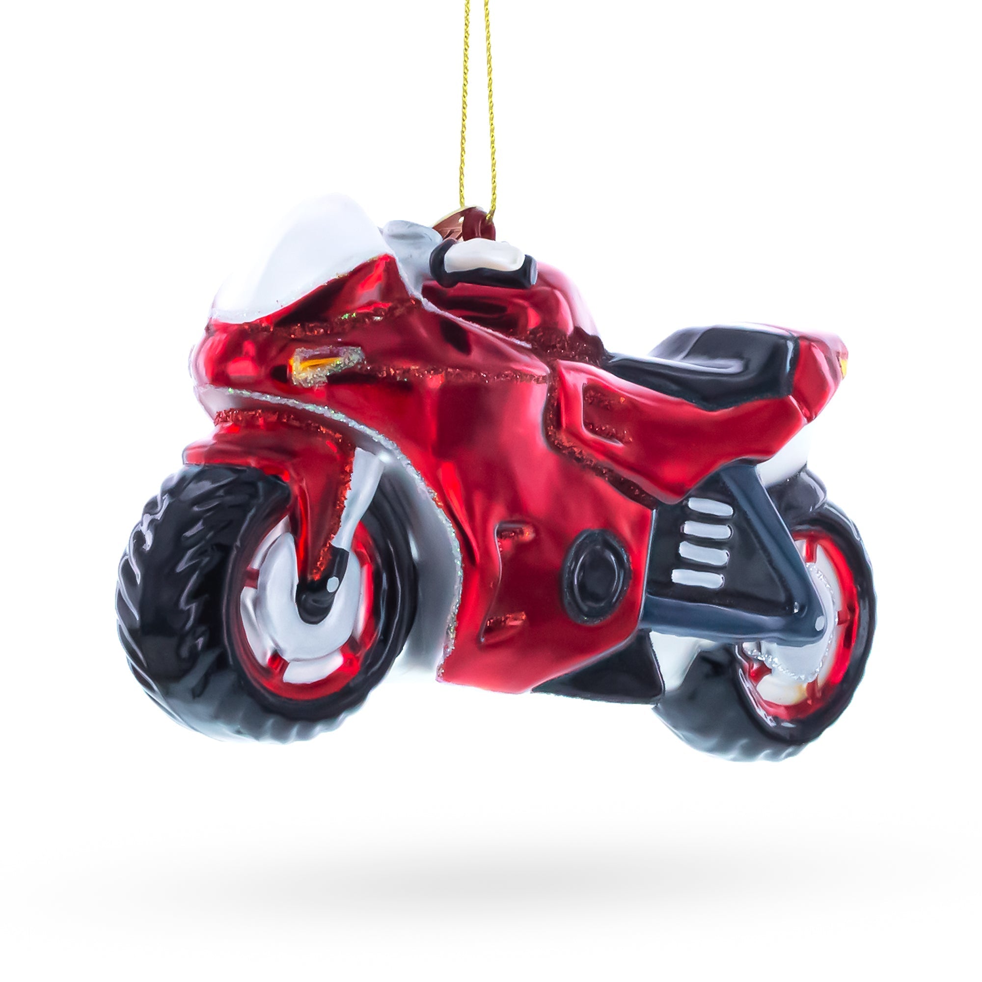Red Racing Motorcycle Glass Christmas Ornament Christmas Ornaments > Transportation La Vie Bien Red Racing Motorcycle Glass Christmas Ornament