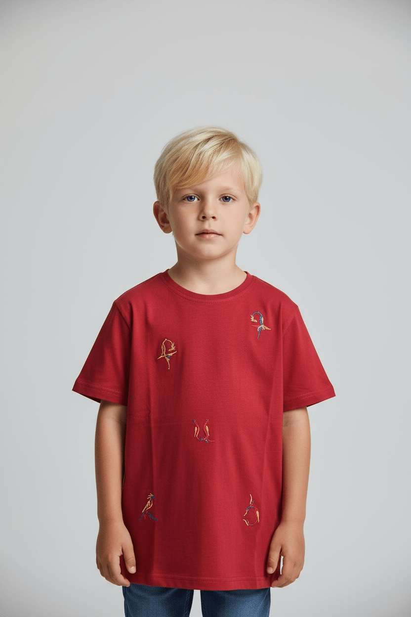 Red Shirt with Embroidery T-shirt La Vie Bien Red Shirt with Embroidery