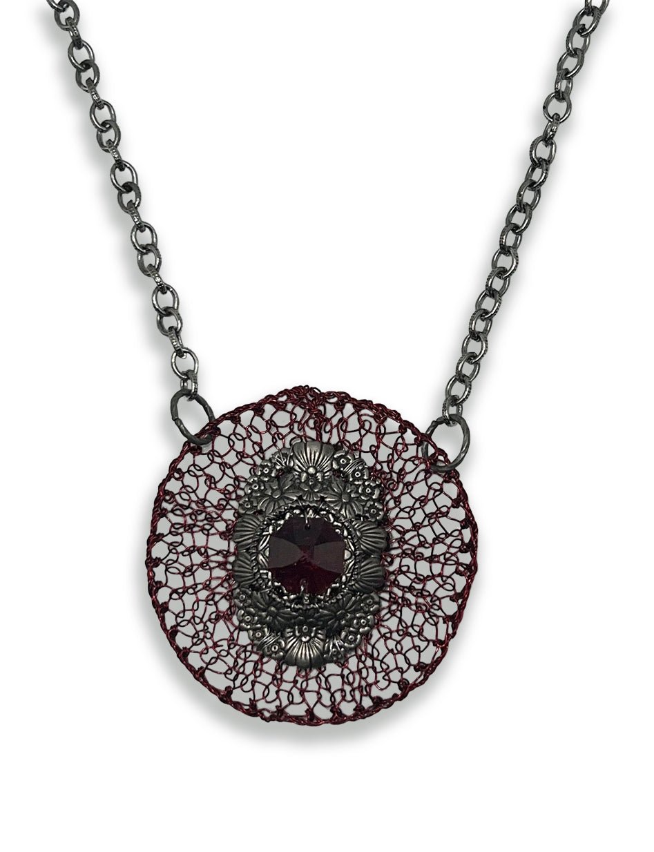 Red & Silver Mesh Necklace Necklace La Vie Bien Red & Silver Mesh Necklace