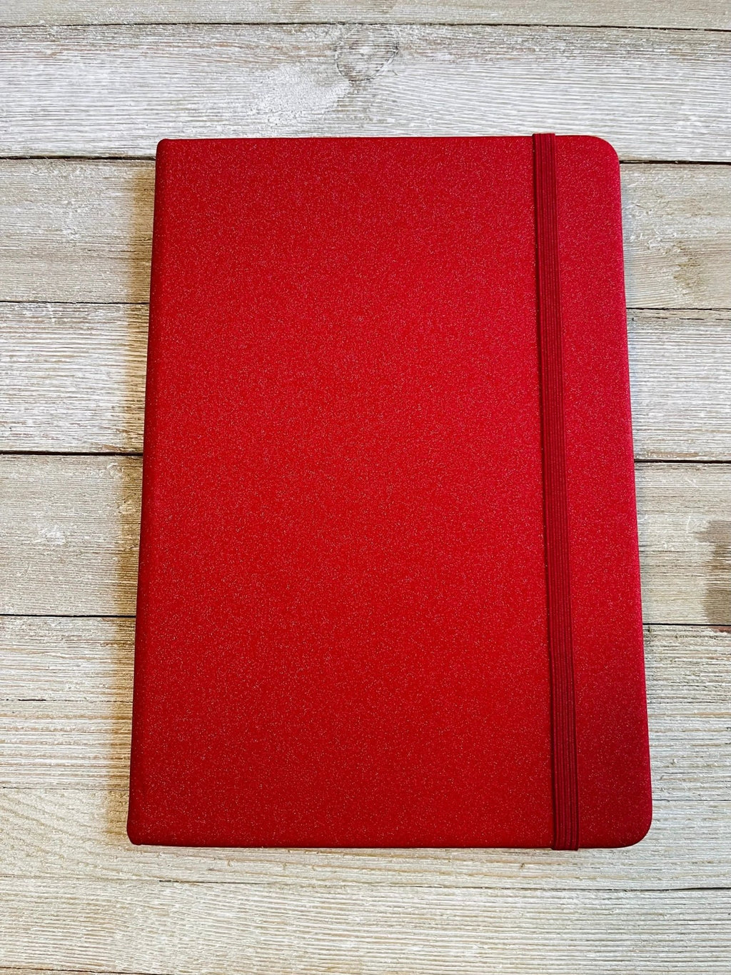 Red Sparkly Faux Leather Glitter Lined Rainbow Hardcover Notebook by Bespattered Facade