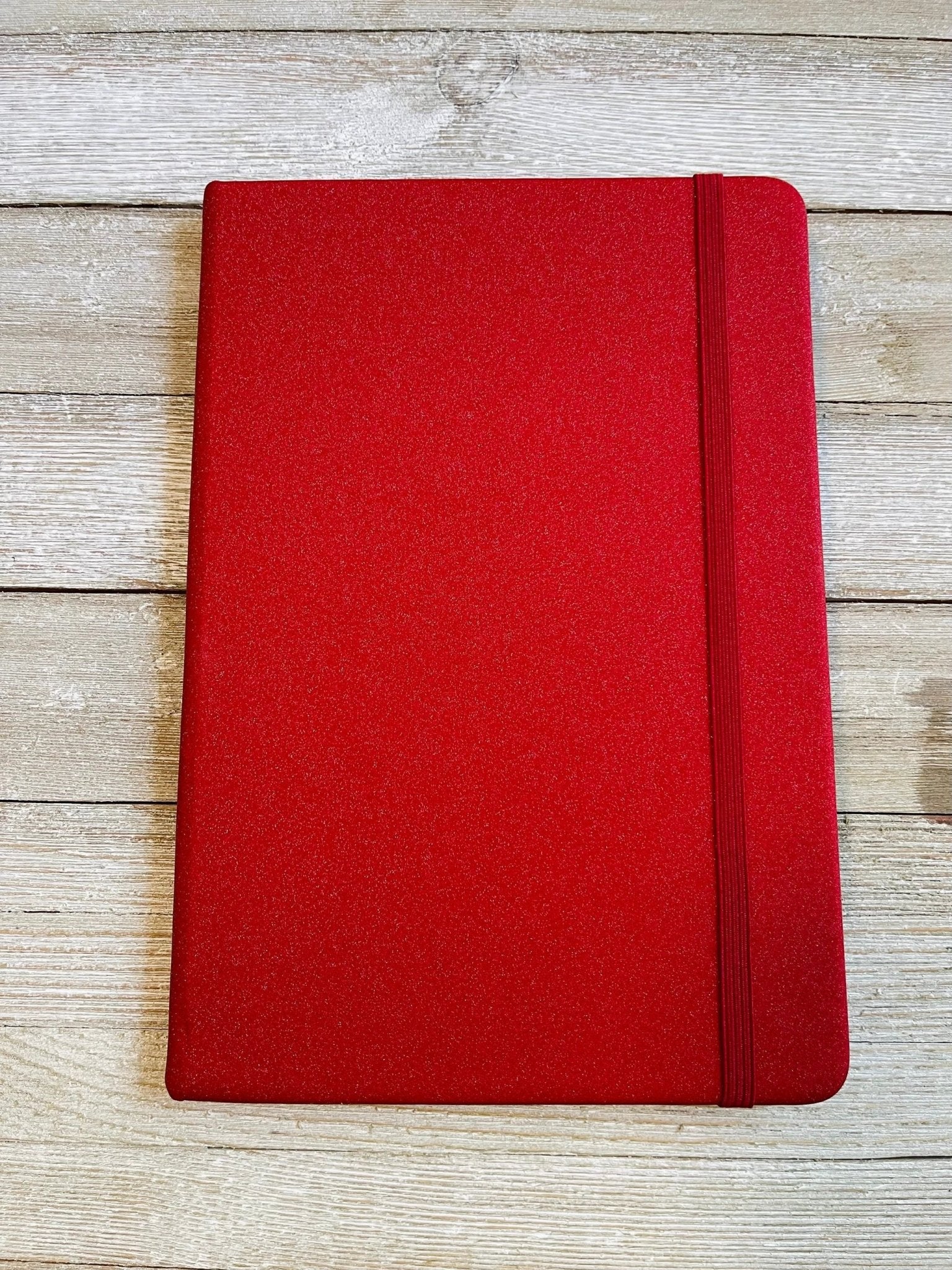 Red Sparkly Faux Leather Glitter Lined Rainbow Hardcover Notebook by Bespattered Facade