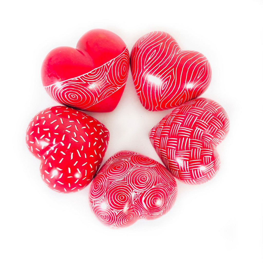 Red Stone Loving Hearts - set of 5 La Vie Bien Red Stone Loving Hearts - set of 5