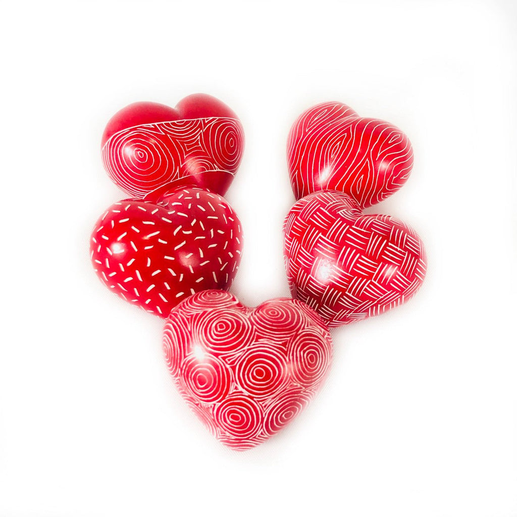 Red Stone Loving Hearts - set of 5 La Vie Bien Red Stone Loving Hearts - set of 5