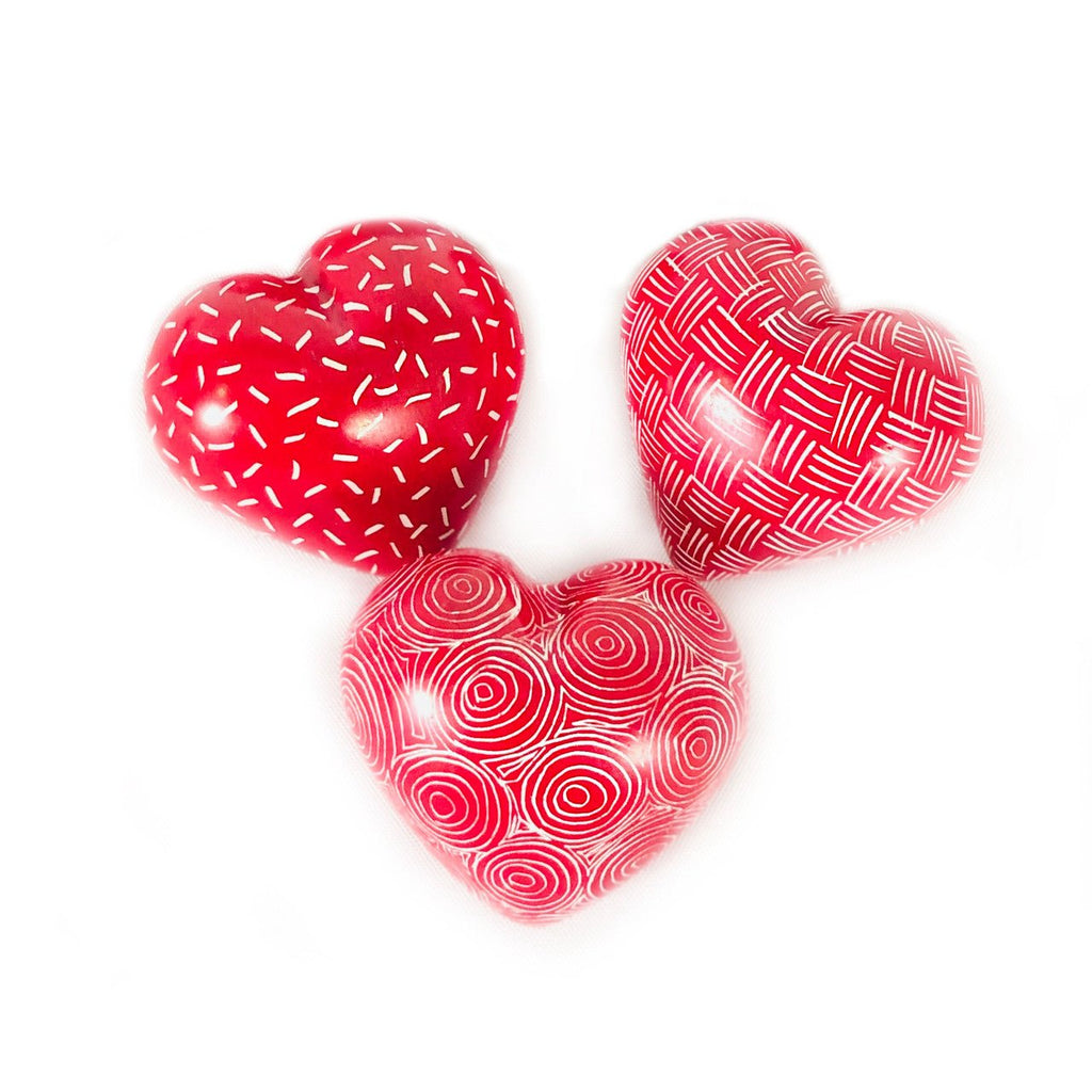 Red Stone Loving Hearts - set of 5 La Vie Bien Red Stone Loving Hearts - set of 5