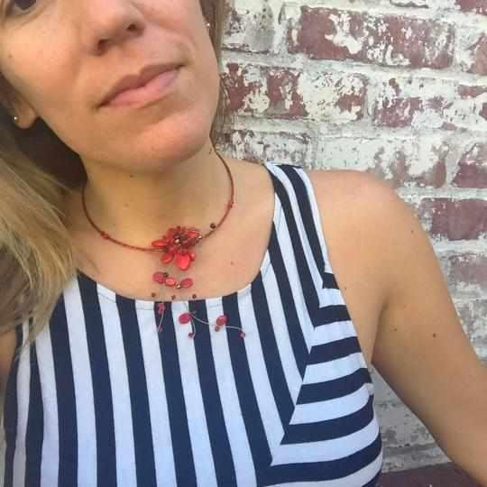 Red Stones & Glass Necklace - Thailand Jewelry La Vie Bien Red Stones & Glass Necklace - Thailand