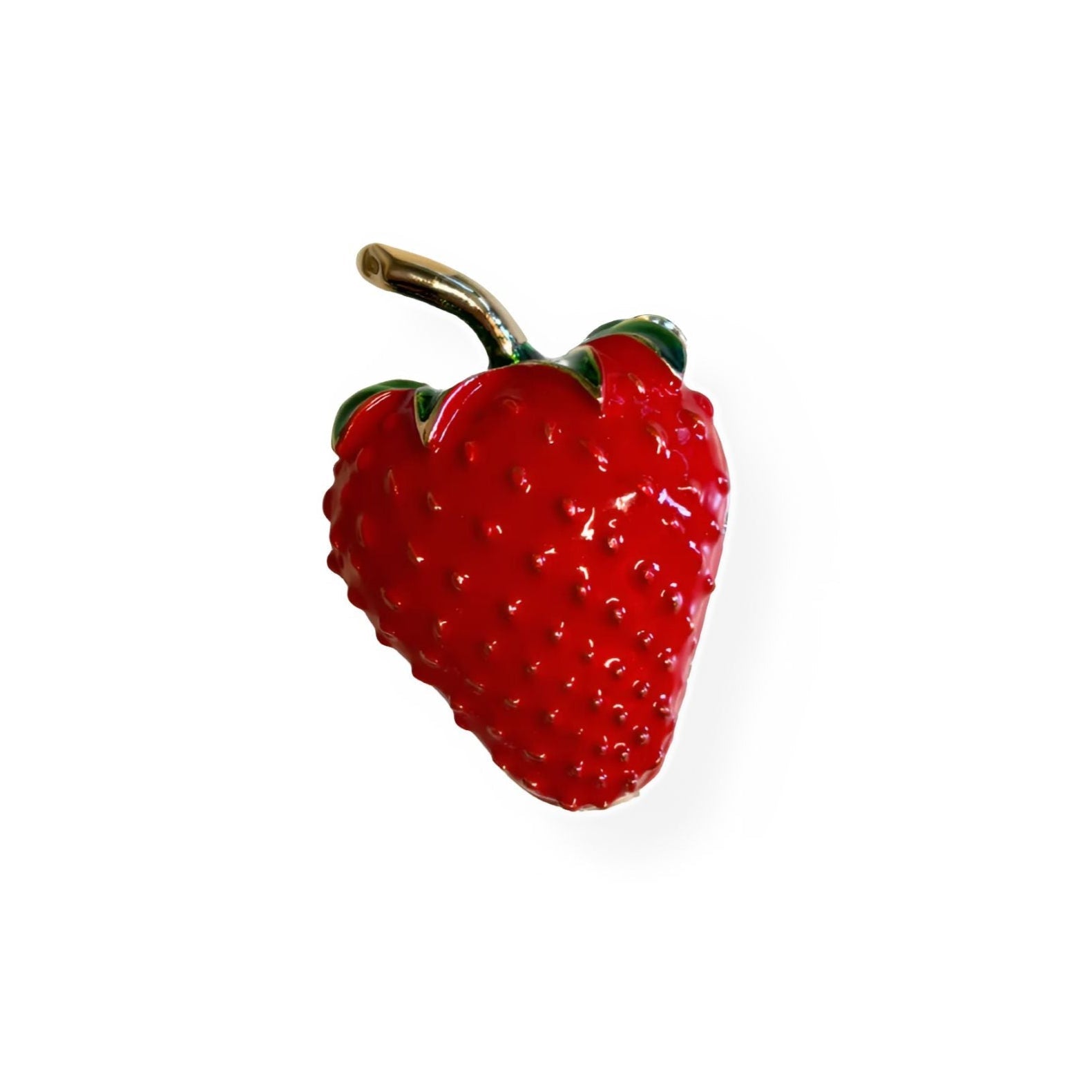 Red Strawberry Brooch | 1.4" Pin in Metal Alloy with Gold Finish Brooches & Lapel Pins La Vie Bien Red Strawberry Brooch | 1.4" Pin in Metal Alloy with Gold Finish