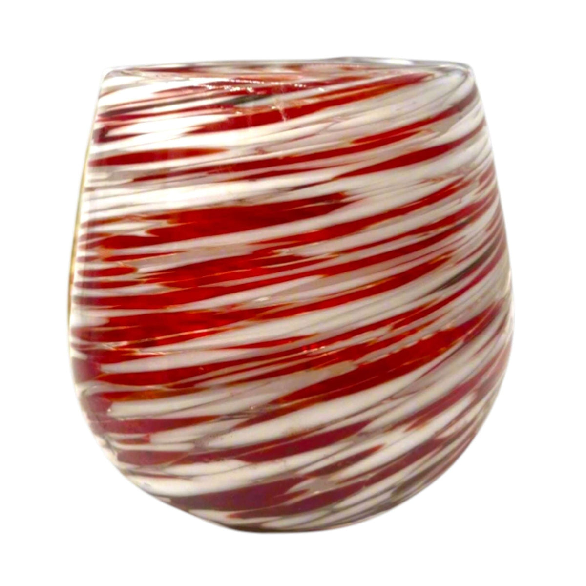 Red Swirl Stemless Wine Glass | Hand-Blown Mexican Glassware Mexican Wine Glass La Vie Bien Red Swirl Stemless Wine Glass | Hand-Blown Mexican Glassware