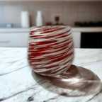 Red Swirl Stemless Wine Glass | Hand - Blown Mexican Glassware Mexican Wine Glass La Vie Bien Red Swirl Stemless Wine Glass | Hand - Blown Mexican Glassware