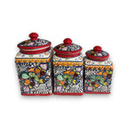 Red Talavera Canister Set | Hand-Painted Mexican Kitchen Jars Talavera Canister Set La Vie Bien Red Talavera Canister Set | Hand-Painted Mexican Kitchen Jars