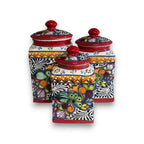 Red Talavera Canister Set | Hand-Painted Mexican Kitchen Jars Talavera Canister Set La Vie Bien Red Talavera Canister Set | Hand-Painted Mexican Kitchen Jars
