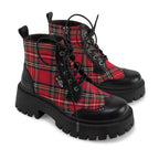 Red Tartan Women's Boots Boots La Vie Bien Red Tartan Women's Boots