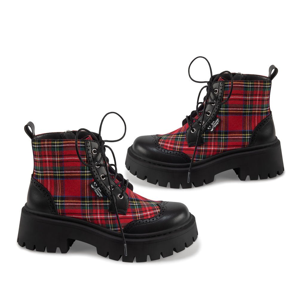 Red Tartan Women's Boots Boots La Vie Bien Red Tartan Women's Boots