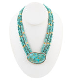Refined Blue Turquoise Golden Statement Necklace Necklaces La Vie Bien Refined Blue Turquoise Golden Statement Necklace
