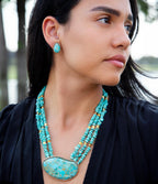 Refined Blue Turquoise Golden Statement Necklace Necklaces La Vie Bien Refined Blue Turquoise Golden Statement Necklace