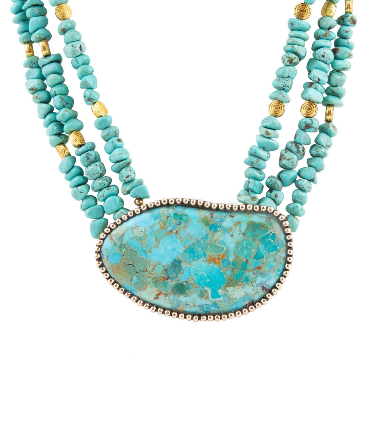Refined Blue Turquoise Golden Statement Necklace Necklaces La Vie Bien Refined Blue Turquoise Golden Statement Necklace