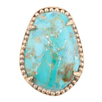 Refined Blue Turquoise Golden Statement Ring